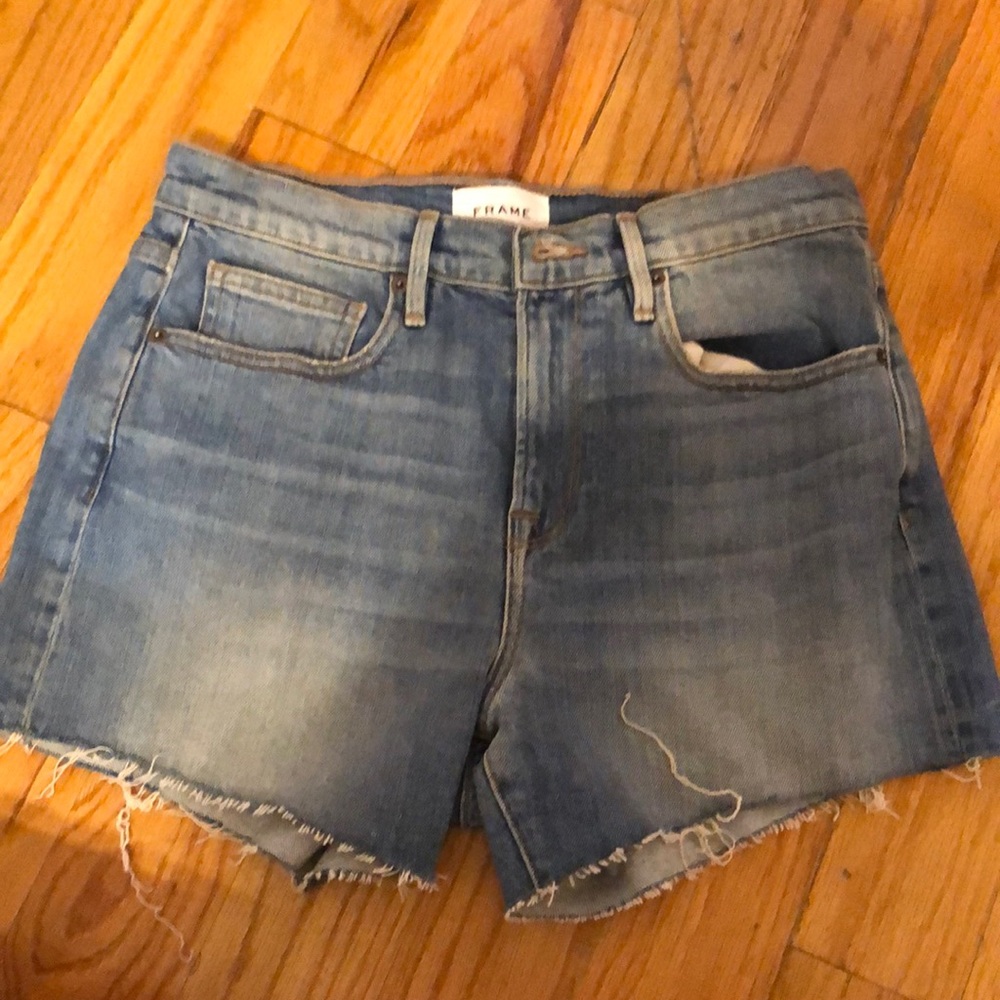 Lightly worn frame jean shorts